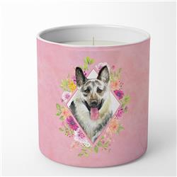10 oz Eastern German Shepherd Pink Flowers Decorative Soy Candle