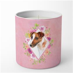 10 oz Jack Russell Terrier Pink Flowers Decorative Soy Candle