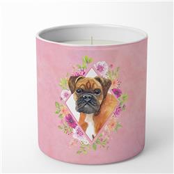 10 oz German Boxer Pink Flowers Decorative Soy Candle