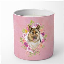 10 oz German Shepherd No.1 Pink Flowers Decorative Soy Candle