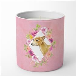 10 oz Italian Greyhound Pink Flowers Decorative Soy Candle