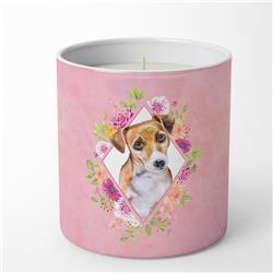 10 oz Jack Russell Terrier No.1 Pink Flowers Decorative Soy Candle