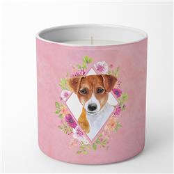10 oz Jack Russell Terrier No.2 Pink Flowers Decorative Soy Candle