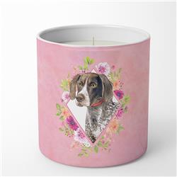 10 oz German Shorthaired Pointer Pink Flowers Decorative Soy Candle