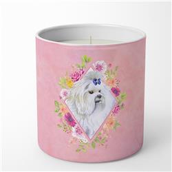 10 oz Maltese Pink Flowers Decorative Soy Candle