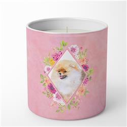 10 oz Pomeranian No.2 Pink Flowers Decorative Soy Candle