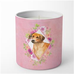 10 oz Rhodesian Ridgeback Pink Flowers Decorative Soy Candle