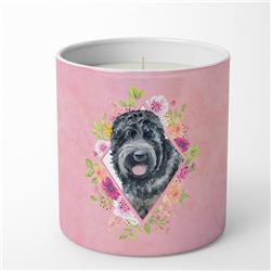 10 oz Russian Black Terrier Pink Flowers Decorative Soy Candle