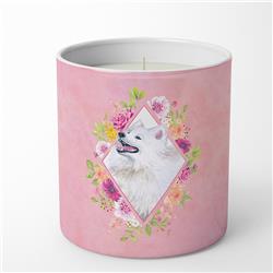 10 oz Samoyed Pink Flowers Decorative Soy Candle