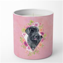 10 oz Giant Schnauzer Pink Flowers Decorative Soy Candle