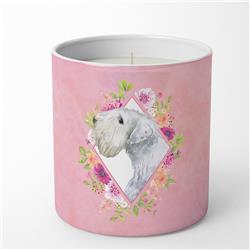 10 oz Sealyham Terrier Pink Flowers Decorative Soy Candle