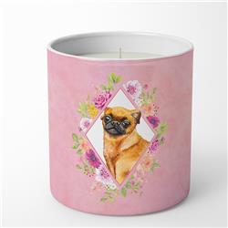 10 oz Brabant Griffon Pink Flowers Decorative Soy Candle