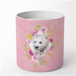 10 oz West Highland White Terrier Pink Flowers Decorative Soy Candle