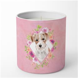 10 oz Jack Russell Terrier Pink Flowers Decorative Soy Candle