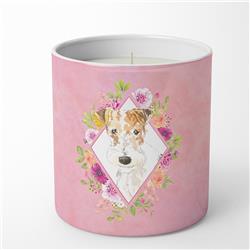 10 oz Fox Terrier Pink Flowers Decorative Soy Candle