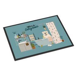 CK7545JMAT 24 x 36 in. White English Bulldog in Bathtub Indoor or Outdoor Mat