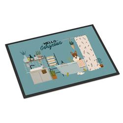 CK7559JMAT 24 x 36 in. Brindle Bull Terrier in Bathtub Indoor or Outdoor Mat