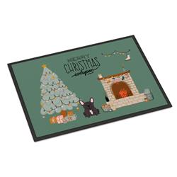 CK7572JMAT 24 x 36 in. Brindle French Bulldog Christmas Everyone Indoor or Outdoor Mat