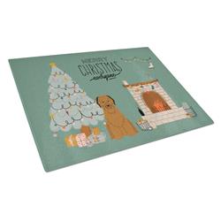 Brown Briard Christmas Everyone Glass Cutting Board - Large