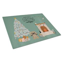Tan Pekingese Christmas Everyone Glass Cutting Board - Large