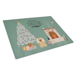 Fawn Sable Pekingese Christmas Everyone Glass Cutting Board - Large