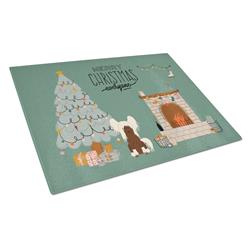 Cream Chinese Crested Christmas Everyone Glass Cutting Board - Large