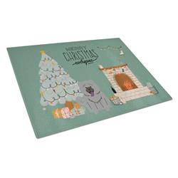 Blue Chow Chow Christmas Everyone Glass Cutting Board - Large
