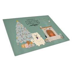 White Chow Chow Christmas Everyone Glass Cutting Board - Large