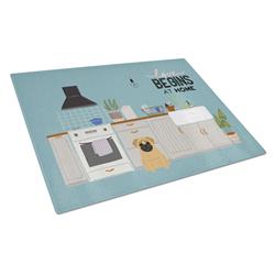 Brown Pug Kitchen Scene Glass Cutting Board - Large