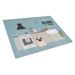 Fawn Pug Kitchen Scene Glass Cutting Board - Large