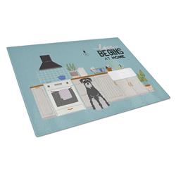 Black Grey Standard Schnauzer Kitchen Scene Glass Cutting Board - Large