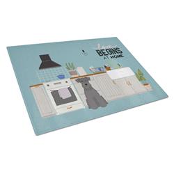 Black Miniature Schnauzer Kitchen Scene Glass Cutting Board - Large