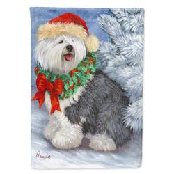 PPP3117CHF 28 x 0.01 x 40 in. Old English Sheepdog Christmas Canvas House Flag