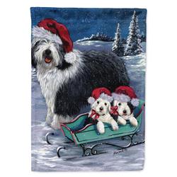 PPP3120CHF 28 x 0.01 x 40 in. Old English Sheepdog Christmas Snow Canvas House Flag