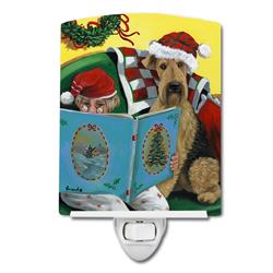 6 x 4 in. Airedale Storybook Tails Christmas Ceramic Night Light