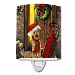 6 x 4 in. Airedale Welcome Home Christmas Ceramic Night Light