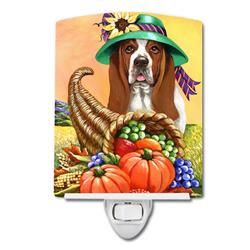 6 x 4 in. Basset Hound Autumn Ceramic Night Light