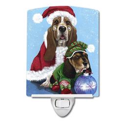 6 x 4 in. Basset Hound Santa Christmas Ceramic Night Light