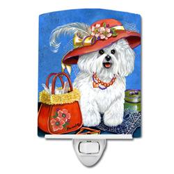 6 x 4 in. Bichon Frise Mademoiselle Ceramic Night Light
