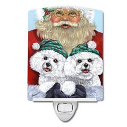 6 x 4 in. Bichon Frise Santa Christmas Ceramic Night Light