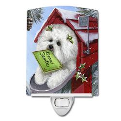 6 x 4 in. Bichon Frise Santas List Christmas Ceramic Night Light