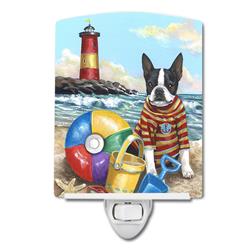 6 x 4 in. Boston Terrier Beach Baby Ceramic Night Light