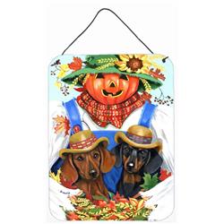 12 x 16 in. Dachshund Fall Scarecrow Wall or Door Hanging Prints