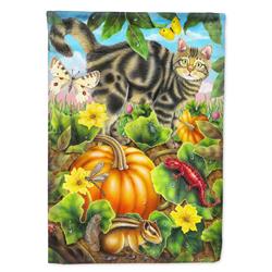 PRS4016GF 11 x 0.01 x 15 in. Cat Fuzzy in the Pumpkin Patch Garden Flag