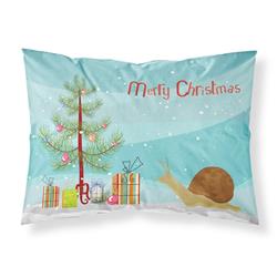Picture of Carolines Treasures CK4539PILLOWCASE 30 x 0.15 x 20.5 in. Garden Snail Merry Christmas Fabric Standard Pillowcase