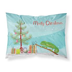 Picture of Carolines Treasures CK4540PILLOWCASE 30 x 0.15 x 20.5 in. Chameleon Merry Christmas Fabric Standard Pillowcase