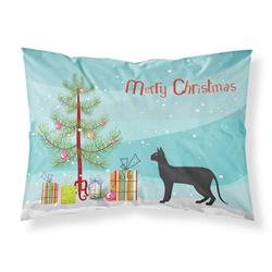 CK4597PILLOWCASE 30 x 0.15 x 20.5 in. Black Cornish Rex Cat Merry Christmas Fabric Standard Pillowcase