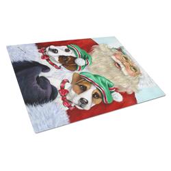 Jack Russell Christmas Santa Glass Cutting Board - Large