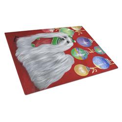 Maltese Christmas Stocking Stuffer Glass Cutting Board - Large