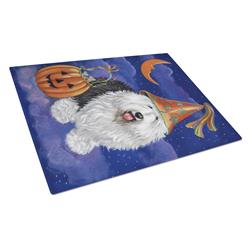 PPP3118LCB Old English Sheepdog Halloween Glass Cutting Board - Large